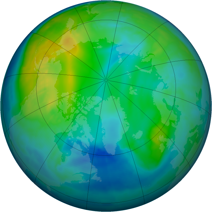 Arctic ozone map for 10 November 2008